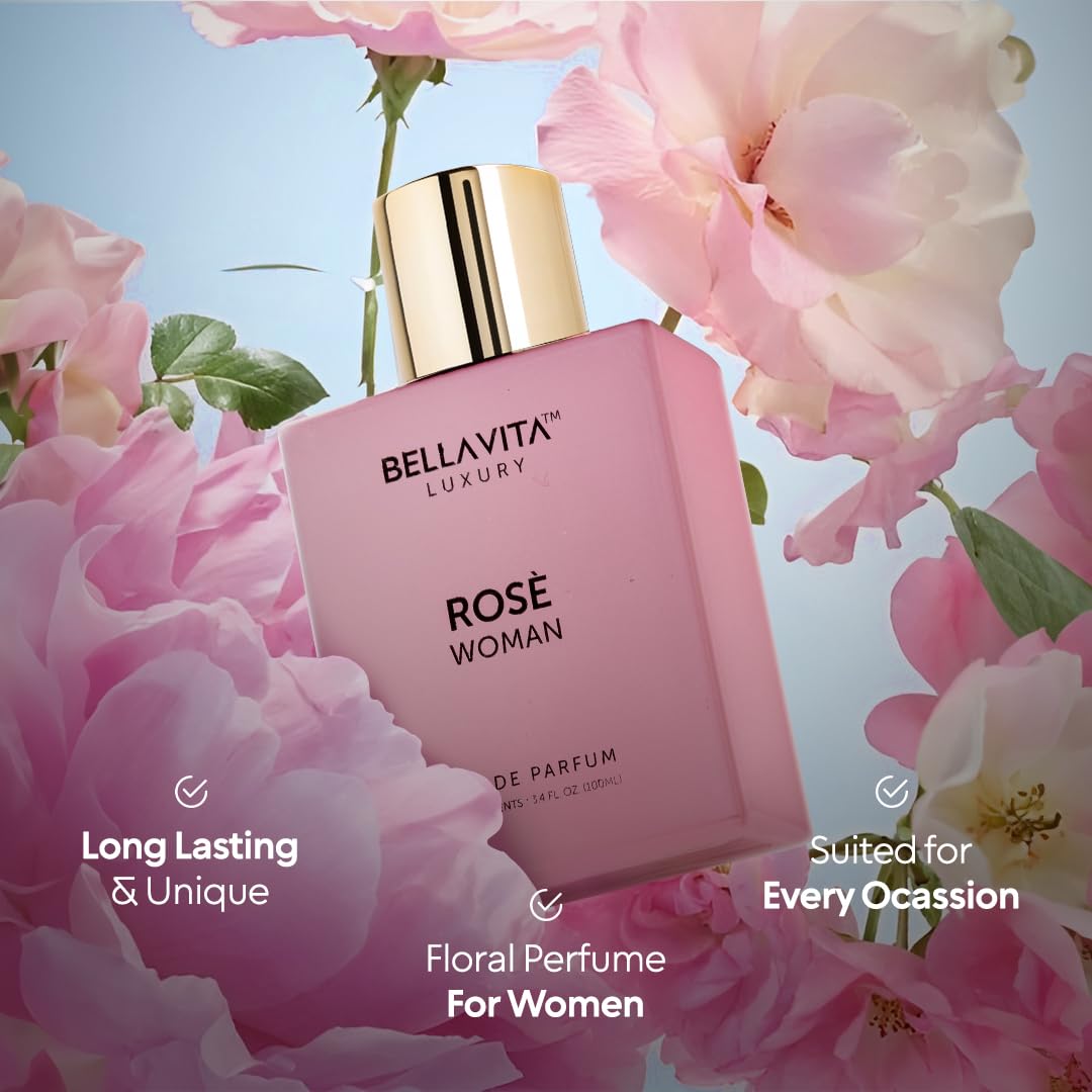 Luxury Rose Eau de Parfum for Women – Floral Peach, Jasmine & Musk, 100ml