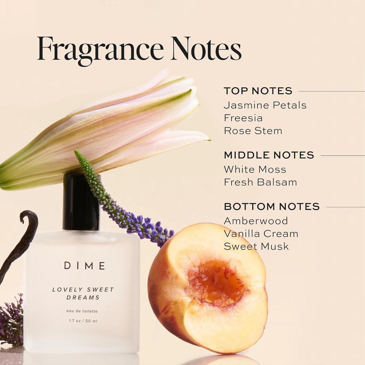 Sweet Floral Eau de Toilette for Women – Bergamot, Vanilla Orchid & Coconut, 50ml