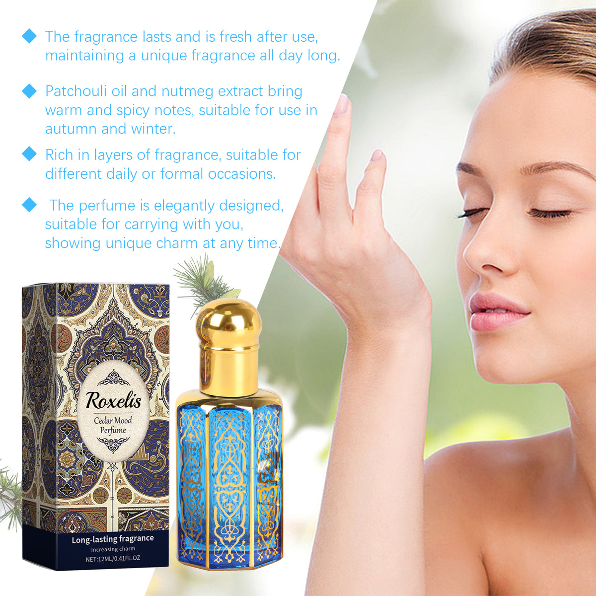 Roxelis Cedar Arabian Fragrance – Mild Frankincense & Nutmeg Cologne