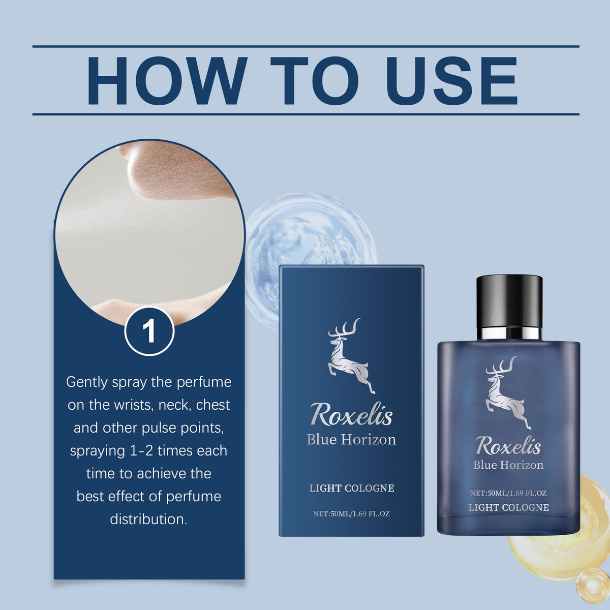 Roxelis Blue Cologne – Fresh Ocean Pheromone Fragrance for Men