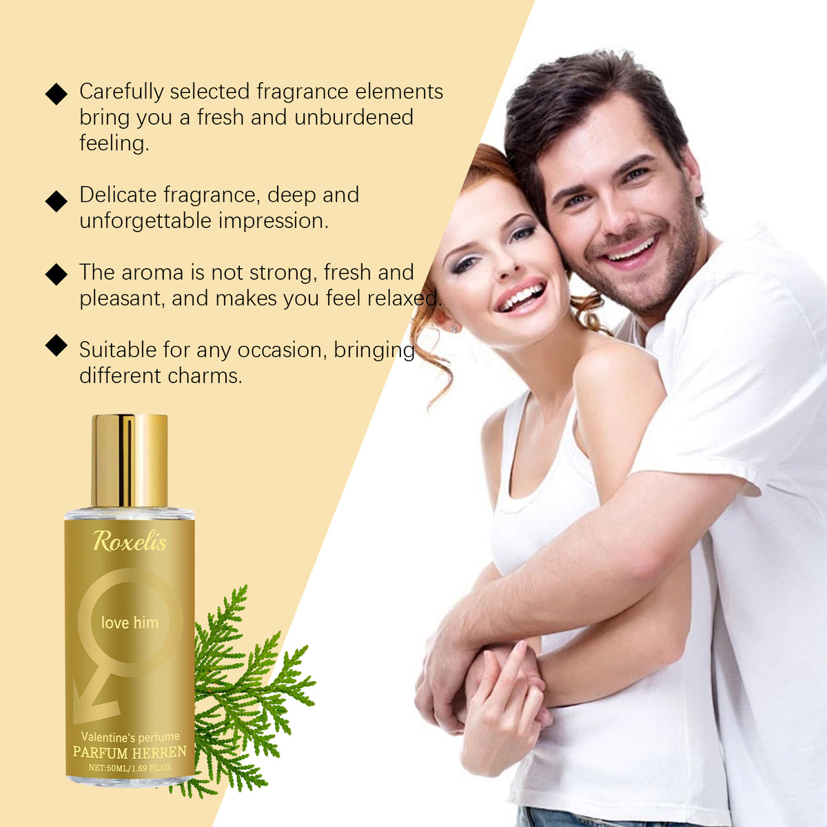 Roxelis Valentine's Day Men's Cologne – Fresh & Charming Fragrance for Him